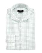Jery Slim-fit Jacquard-check Dress Shirt, White/green