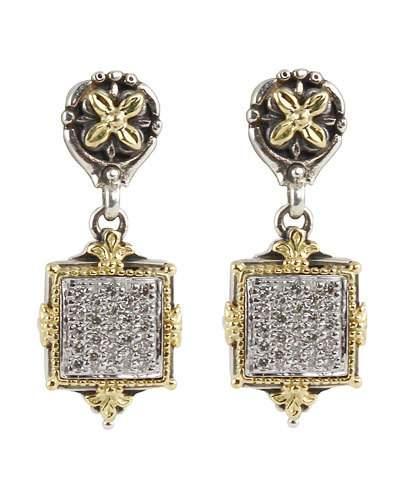 Asteri Pave White Diamond Square Double-drop Earrings