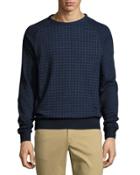 Grid-panel Sweater, Dark Blue