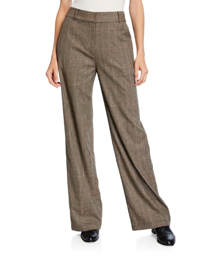 Glen-plaid Cropped Pants
