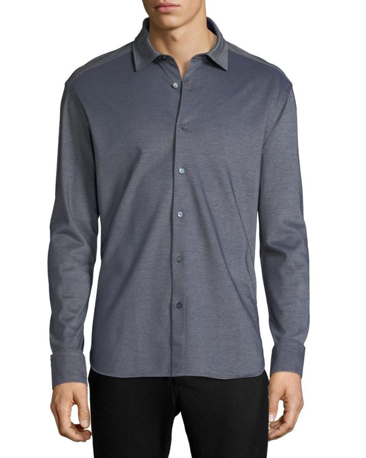 Pique Knit Button-front