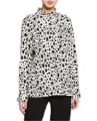 Snow Leopard Print Long-sleeve Top With