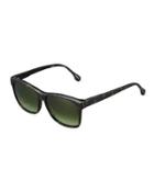 Park Modified Rectangle Havana Plastic Sunglasses, Tortoise/green