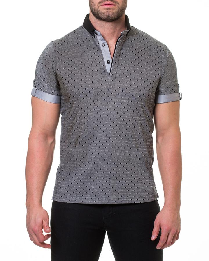 Men's Diamond-print Roll-sleeve Polo