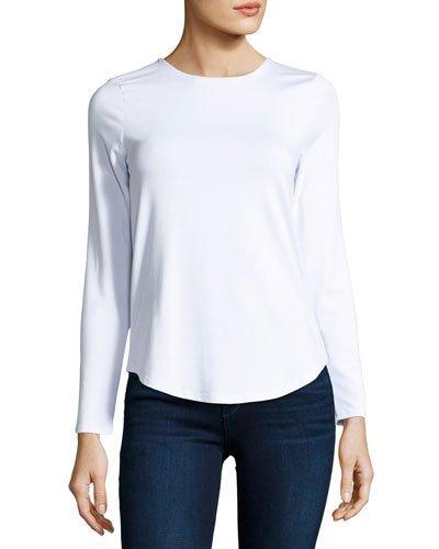 Basic Crewneck Long-sleeve Tee, White