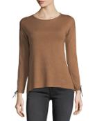 Drop-shoulder Sweater W/lace-up Cuffs