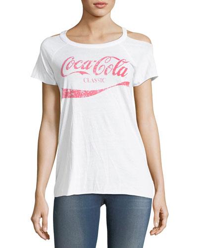 Classic Cold-shoulder Coca Cola Tee, White