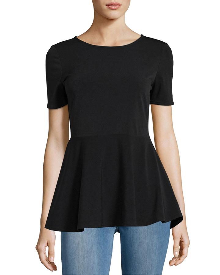 Moss Crepe Short-sleeve Peplum Top
