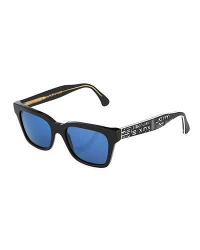 America Square Sunglasses, Black/white