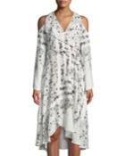 Cold-shoulder Hummingbird-floral Dress