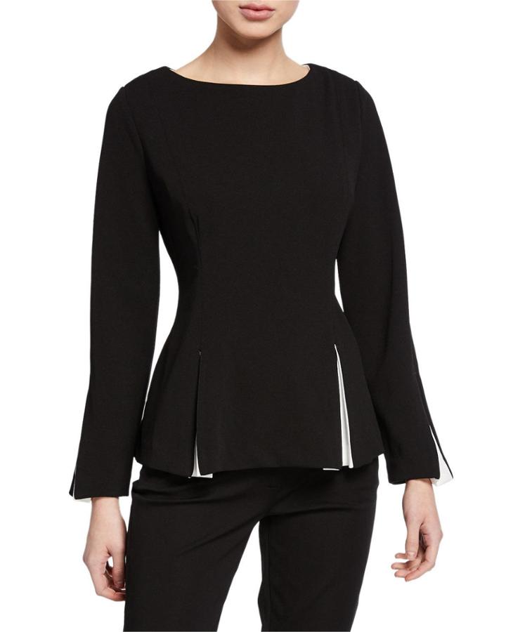 Flare Blouse W/ Contrast Insets