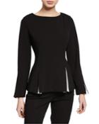 Flare Blouse W/ Contrast Insets
