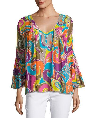 Rubi Graphic-print Silk Top,