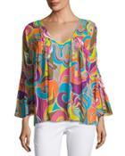 Rubi Graphic-print Silk Top,