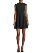 Cap-sleeve Tieback Admiral Crepe Mid-thigh Dress