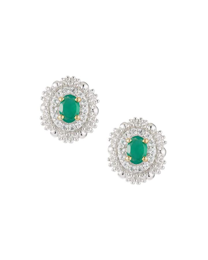 Green Onyx Button Earrings