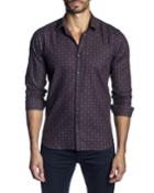Men's Semi-fitted Dot Check Long-sleeve Button-down