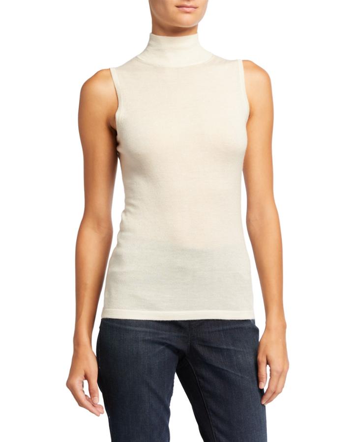 Superfine Cashmere Sleeveless Turtleneck