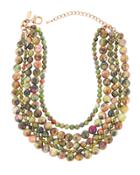Five-strand Beaded Necklace, Green