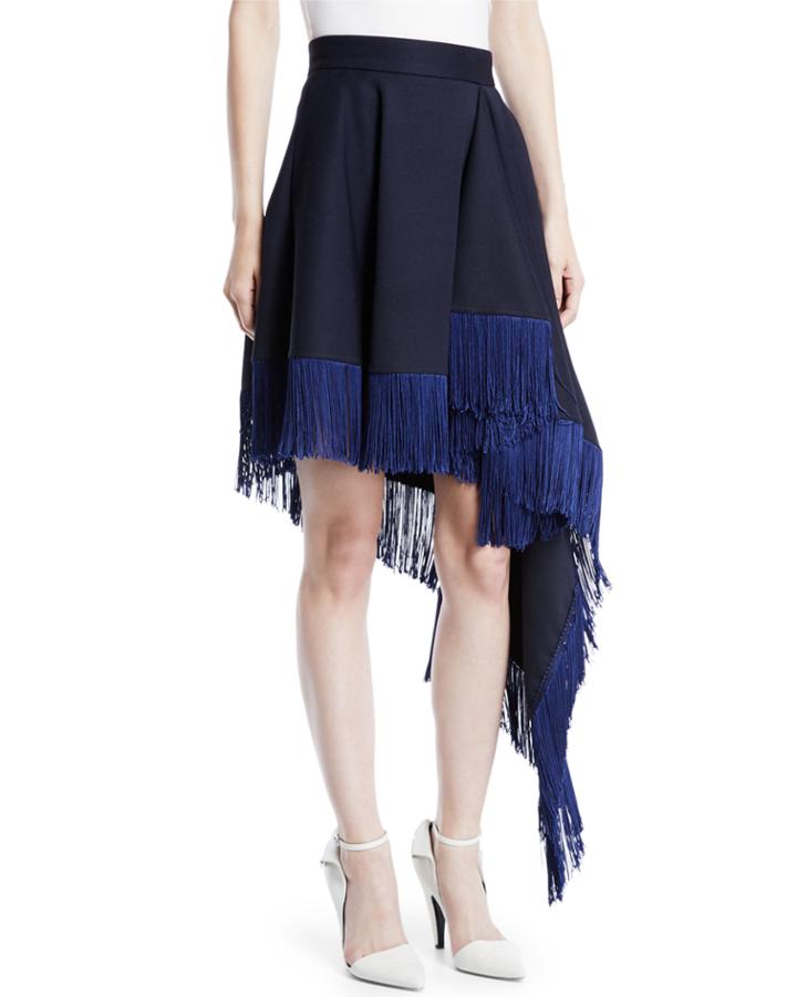 Asymmetric Flag-side Fringe Back-zip