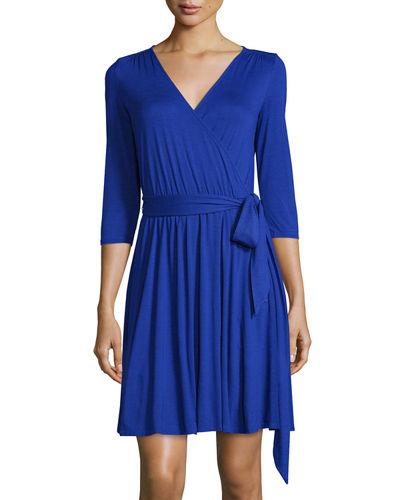 3/4-sleeve Jersey Wrap Dress