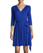 3/4-sleeve Jersey Wrap Dress