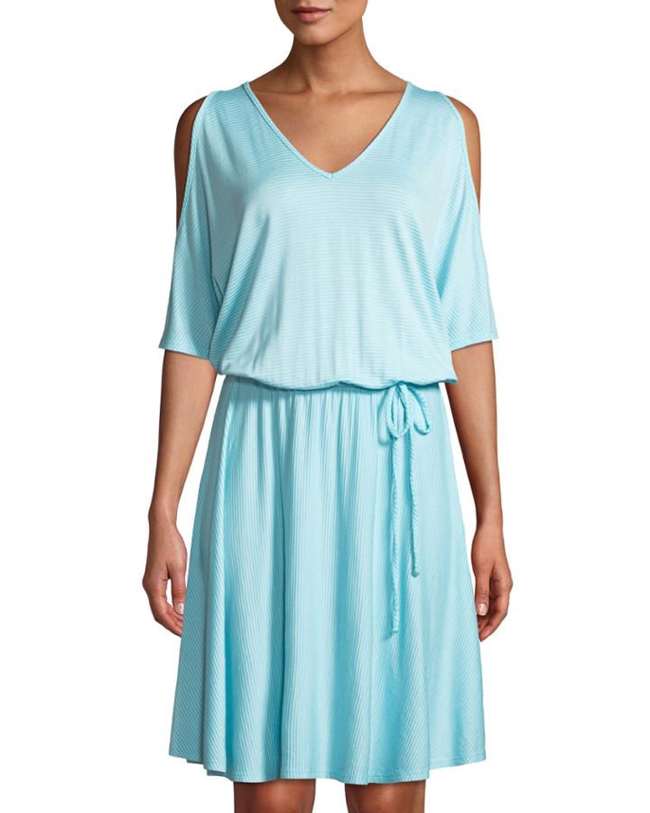 Cold-shoulder Tie-waist