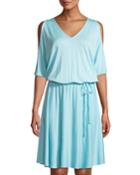 Cold-shoulder Tie-waist
