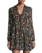 Floral-print Woven Dress, Red