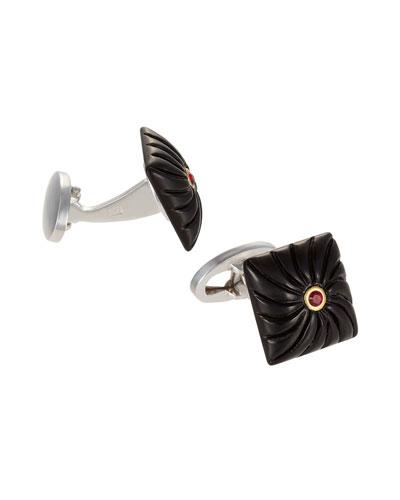 Carved Onyx Square Sunburst Cuff