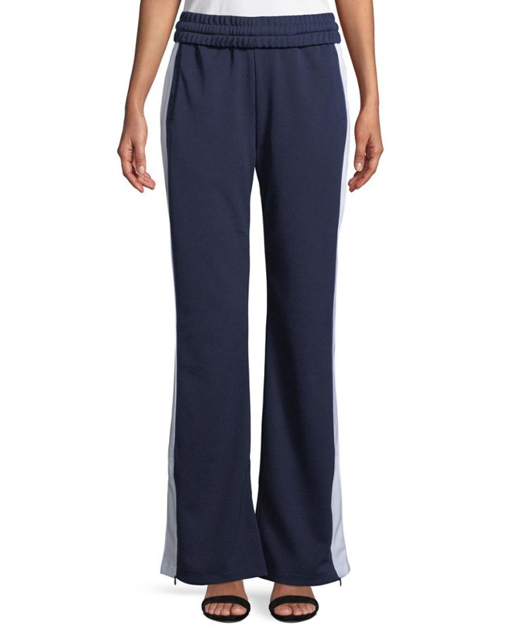 Pull-on Flared Side-stripe Track Pants
