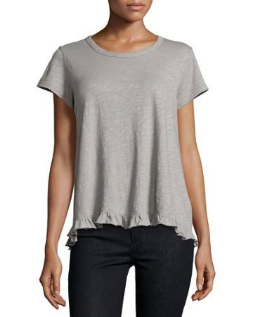 Short-sleeve Ruffle-hem Top, Elephant
