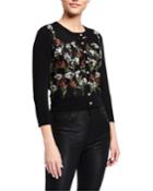 Embroidered Lace 3/4-sleeve Cardigan