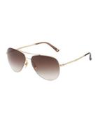 Slim Aviator Sunglasses, Golden/brown