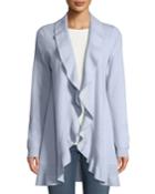 Cashmere Ruffled Open-front Duster Cardigan,