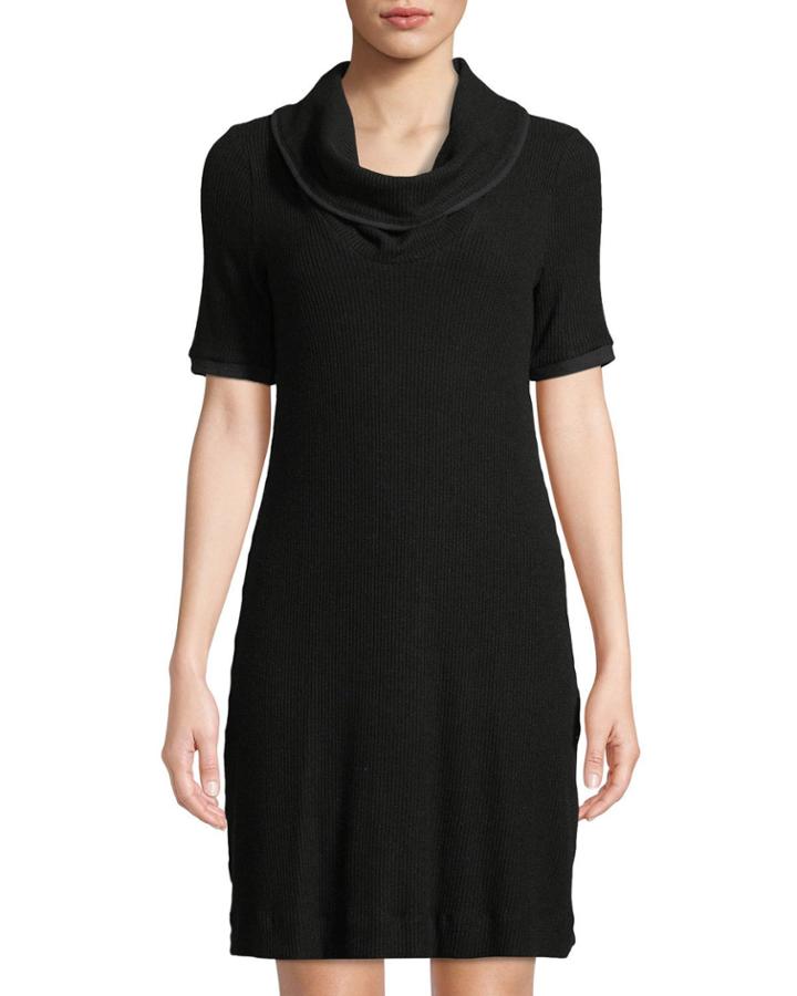 Cowl-neck Easy Ribbed Dress