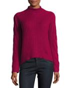 Cable-knit Turtleneck Sweater, Dark Pink