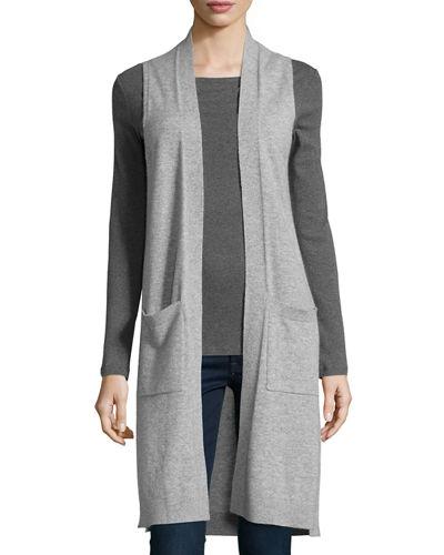 Cashmere Long Open-front Vest