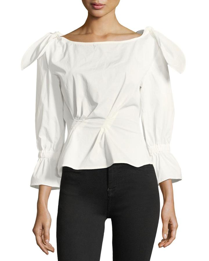Michelle Tie-shoulder Cotton Poplin Blouse
