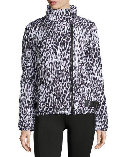 Leopard-print Moto Puffer Jacket