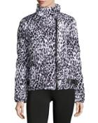 Leopard-print Moto Puffer Jacket