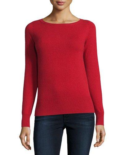 Long-sleeve Bateau-neck Cashmere Top