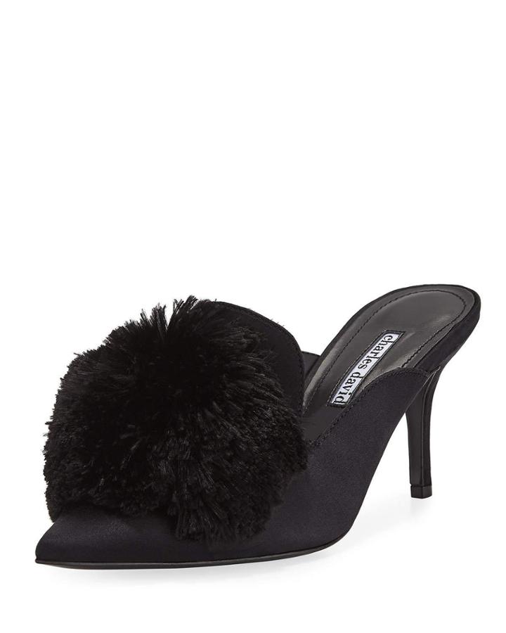 Adelle Mid-heel Satin Pompom