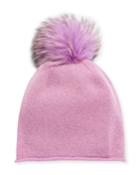 Slouchy Cashmere Fox Fur Pompom Hat