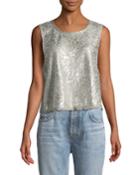 Casual Fancy Metallic Brocade Crop Top
