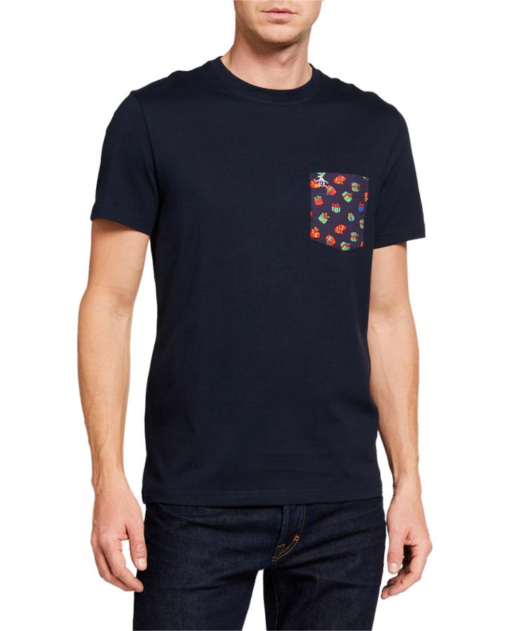 Men's Short-sleeve Holiday Presents Pocket T-shirt