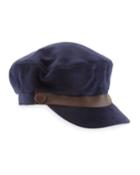 Hat Attack Luxe Leather-trim Cap, Navy/chocolate, Women's, Navy/choco