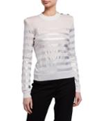 Long-sleeve 3-button Striped