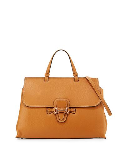 Olimpia Pebbled Leather Satchel Bag,