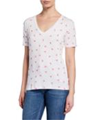 Flamingo-print Shirttail T-shirt
